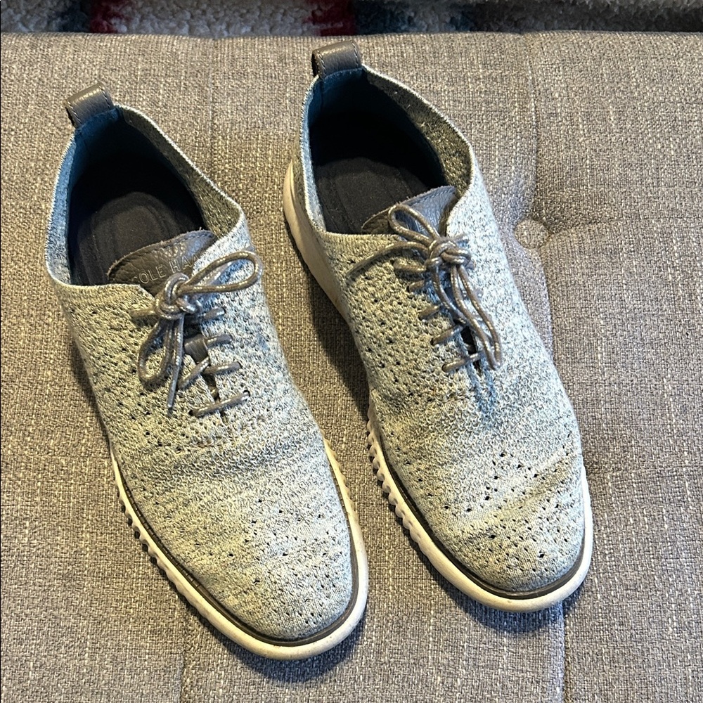 Cole Haan Men's Grand Os Stitchlite Wingtip Shoes Light Gray